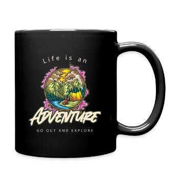 Das Leben ist ein Abenteuer - Outdoor Berge Zelt - Tasse einfarbig - Schwarz - Rechts