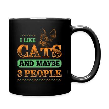 I like cats lustiger Spruch lustige Sprüche - Tasse einfarbig - Schwarz - Rechts