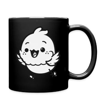 Kawaii Cute Happy Chicken - Full Colour Mug - black - Right