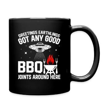 Salutations aux terriens BBQ Aliens et OVNIS - Mug uni - noir - Droite
