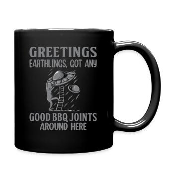 Saluer les terriens BBQ Aliens et OVNI - Mug uni - noir - Droite