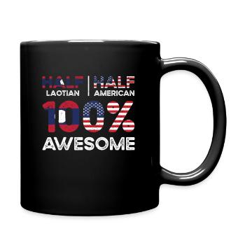 Geboren als Laotin Laos Amerikanerin USA - Tasse einfarbig - Schwarz - Rechts