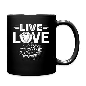 Sheep Sheep Live Love Baaa - Full Colour Mug - black - Right