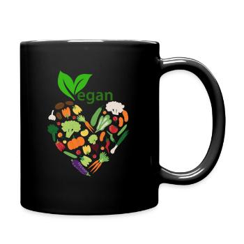 Cœur végétal végétalien - Mug uni - noir - Droite