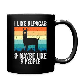J’aime les alpagas humour alpaga hommes femmes drôle - Mug uni - noir - Droite