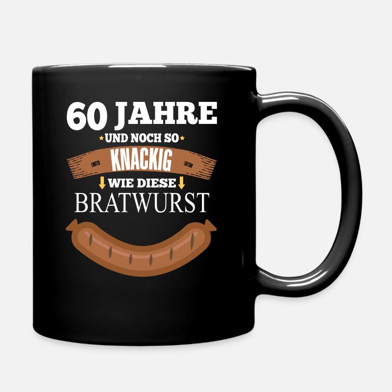1963 - 60. Geburtstag - Bratwurst- 60 - Tasse einfarbig - Schwarz
