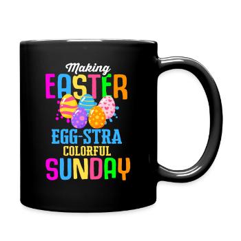 Easter Colorful Egg Dye Rabbit Egg Hunt - Full Colour Mug - black - Right