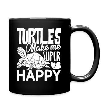 Turtle Turtles Make Me Super Happy - Full Colour Mug - black - Right