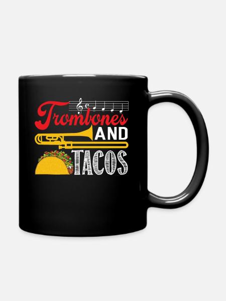 Trombone Trombones and Tacos - Full Colour Mug - black