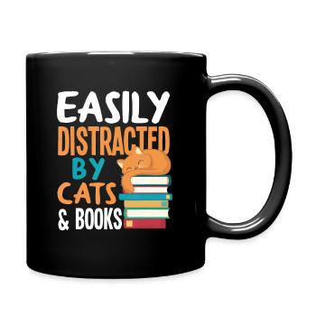 Frauen lassen sich leicht von Cats & Books Cat & Boo ablenken - Tasse einfarbig - Schwarz - Rechts