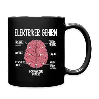 Elektriker Gehirn Spruch - Elektriker Geschenkidee - Tasse einfarbig - Schwarz - Rechts