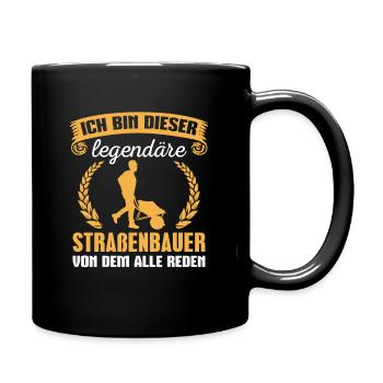 Straßenbau Meister Straßenbauer Geschenk - Tasse einfarbig - Schwarz - Rechts