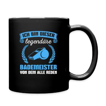 Freibad Badeaufsicht Bademeister Geschenk - Tasse einfarbig - Schwarz - Rechts