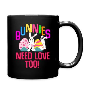 Ostern Kaninchen Osterhase Blumen Eier - Tasse einfarbig - Schwarz - Rechts