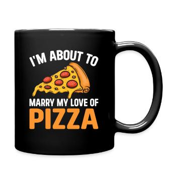 Pizza Love Addiction Cheese Pizza Wedding - Full Colour Mug - black - Right