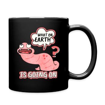 earthworm, funny worm, saying, pun, pun - Full Colour Mug - black - Right