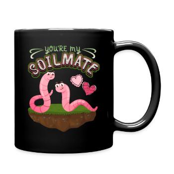 Vers de terre drôles de vers disant Tu es mon compagnon de terre - Mug uni - noir - Droite