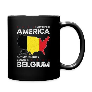 Geboren in Belgien Belgien Amerikanisch USA - Tasse einfarbig - Schwarz - Rechts