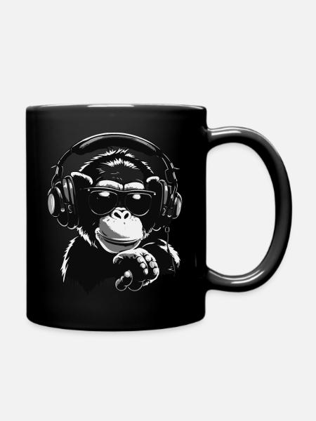 Cooler DJ Affe - Tasse einfarbig - Schwarz