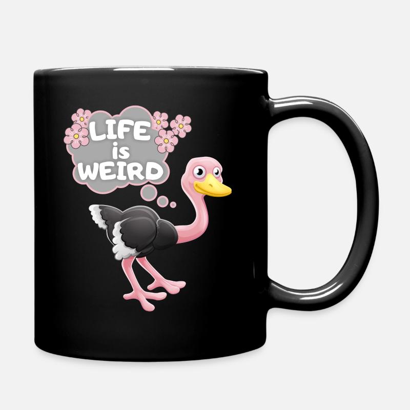 Strauß, Vogel Strauß lustiger Spruch Comic - Tasse einfarbig - Schwarz