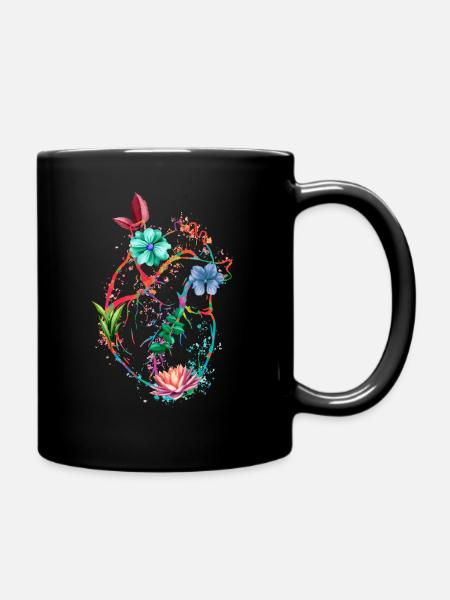 Cœur anatomique et fleurs - Mug uni - noir