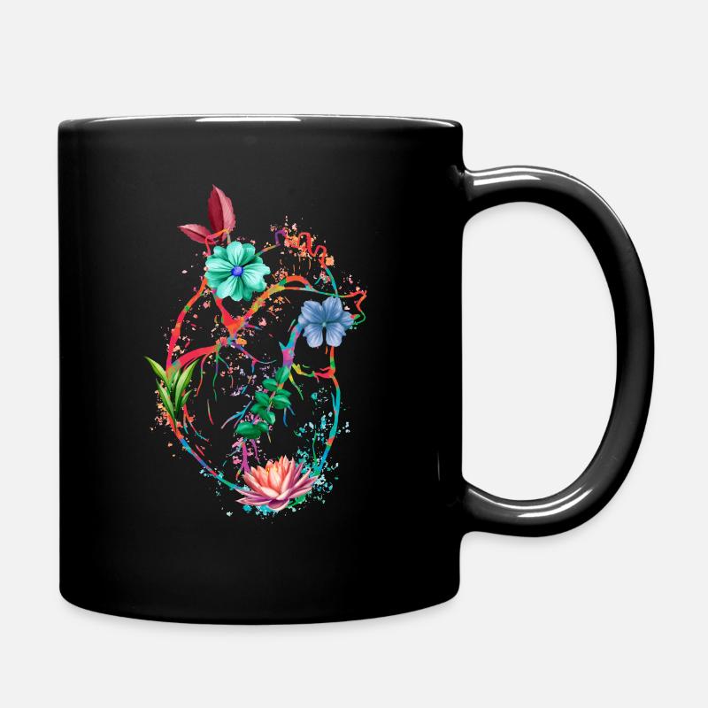 Cœur anatomique et fleurs - Mug uni - noir