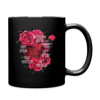 Anatomisches Herz und Blumen - Tasse einfarbig - Schwarz - Rechts