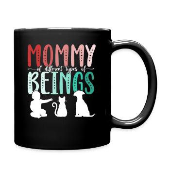 Mom Of Different Types of Mother's Day Cat Dog - Full Colour Mug - black - Right