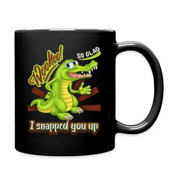Crocodile Crocodile, funny saying, Valentine's Day - Full Colour Mug - black - Right
