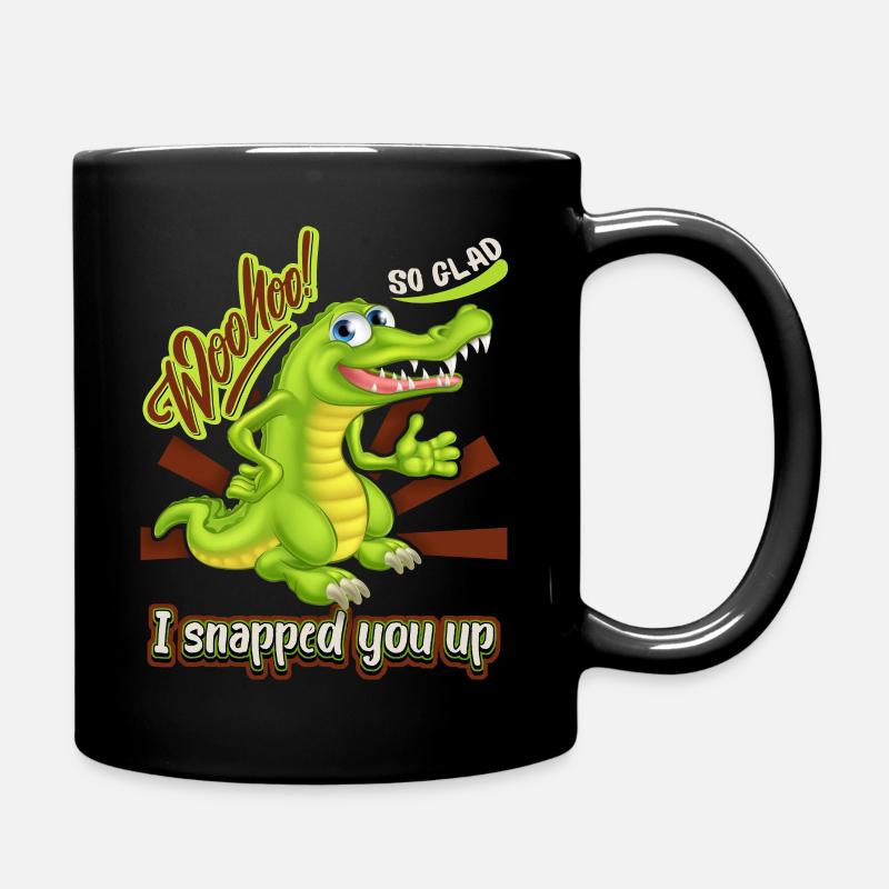 Krokodil-Crocodile, lustiger Spruch, Valentinstag - Tasse einfarbig - Schwarz