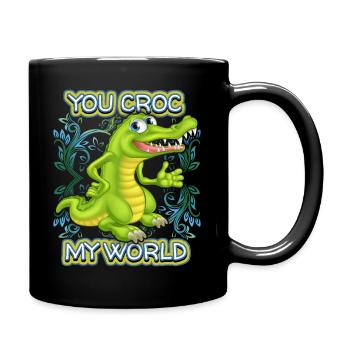 Crocodile Crocodile, saying, pun, Valentine's Day - Full Colour Mug - black - Right