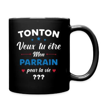 Tonton Veux tu être Mon Parrain Demande Futur Papa - Mug uni - noir - Droite