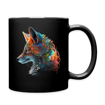Fuchs Kunst Kunstwerk Geschenk Tierliebhaber Motiv - Tasse einfarbig - Schwarz - Rechts