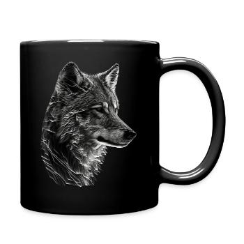 Wolf Tier Kunst Geschenk Tiermotiv - Tasse einfarbig - Schwarz - Rechts