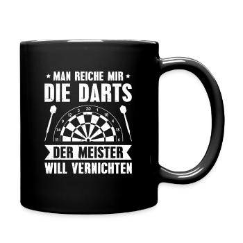 Dart Dartscheibe Dartspieler - Tasse einfarbig - Schwarz - Rechts