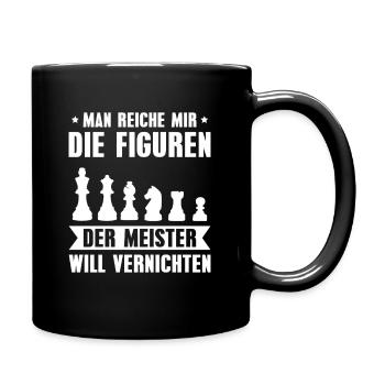Schach Schachfiguren Schachspieler Geschenkidee - Tasse einfarbig - Schwarz - Rechts