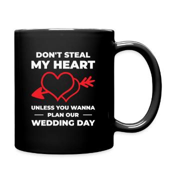 Herz Paar Hochzeit Beziehung Romantik Zitate - Tasse einfarbig - Schwarz - Rechts