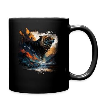 Tiger Motif Tiger Zoo Animals Art Tiger Head Motif - Full Colour Mug - black - Right