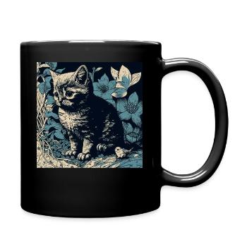 Katzenmotiv Geschenkidee Katze Fun Kunst Tier - Tasse einfarbig - Schwarz - Rechts