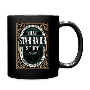 Original Stahlbauer, Robustes Handwerker-Shirt - Tasse einfarbig - Schwarz - Rechts