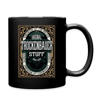 Original Trockenbauer, Robustes Handwerker-Shirt - Tasse einfarbig - Schwarz - Rechts