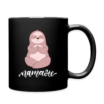Yoga Meditation Faultier Namaste - Tasse einfarbig - Schwarz - Rechts