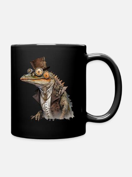 FOX0610 steampunk krokodil1 - Tasse einfarbig - Schwarz