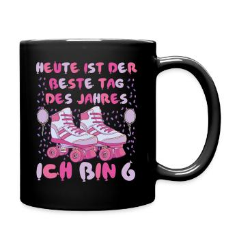 6. Geburtstag 6 Jahre Mädchen Rollschuhe - Tasse einfarbig - Schwarz - Rechts