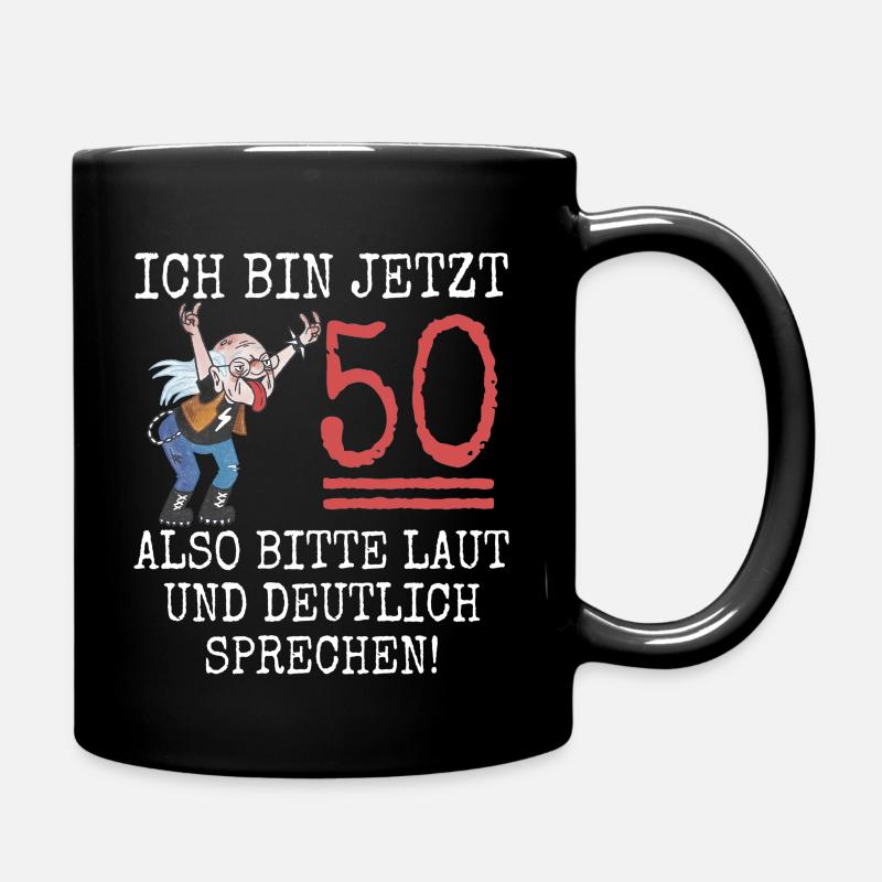 Lustig 50. Geburtstag Mann Ich bin 50 Pommesgabel - Tasse einfarbig - Schwarz
