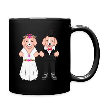 Les amoureux des chiens épousent un chiot - Mug uni - noir - Droite