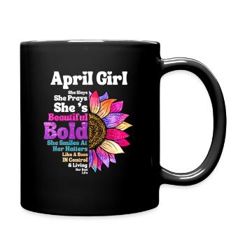 April Girl She Slays She Prays She's Beautiful - Full Colour Mug - black - Right