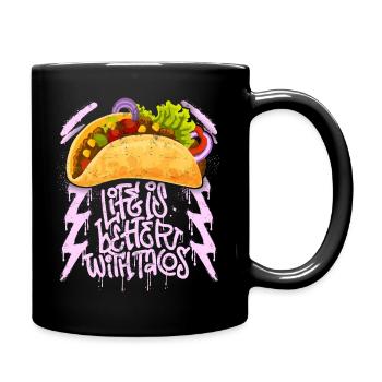 Tacos disant que la vie est meilleure avec des tacos style grunge - Mug uni - noir - Droite