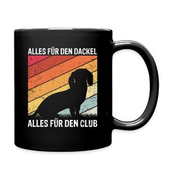 Dackel Teckel Dackelwelpe Dackelhund Geschenk Dack - Tasse einfarbig - Schwarz - Rechts
