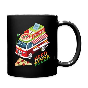Pizza Food Truck, Italian Cuisine, Saying - Full Colour Mug - black - Right